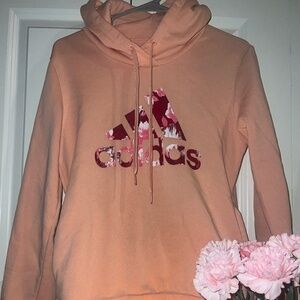Pink Adidas Hoodie - Floral Print Logo